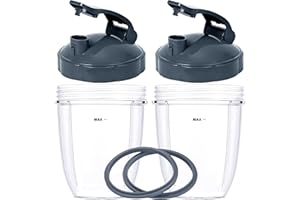 KUBYERTOS 2 Pcs Replacement 18oz Cups for Blender【3 Size Options, 18oz, 24oz, 32oz】with Two Flip Top To Go Lid, Rubber Seals, Compatible with NutriBullet 600w and 900w Blender Accessory.