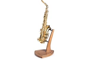 Musbeat Saxophone Stand for Alto and Tenor Sax, Handcrafted with Soft Silicone Yokes for Home Studio Display, Zebra Grain Hardwood