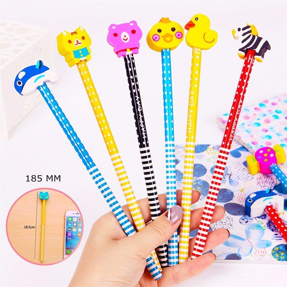 Morkia Matite per Bambini 20pcs Matite con Gomma da Disegno Set Matita Del Fumetto Matita in Legno,Ideale per Regalo dei Bambini per Festa di Compleanno Bambini Party Festival