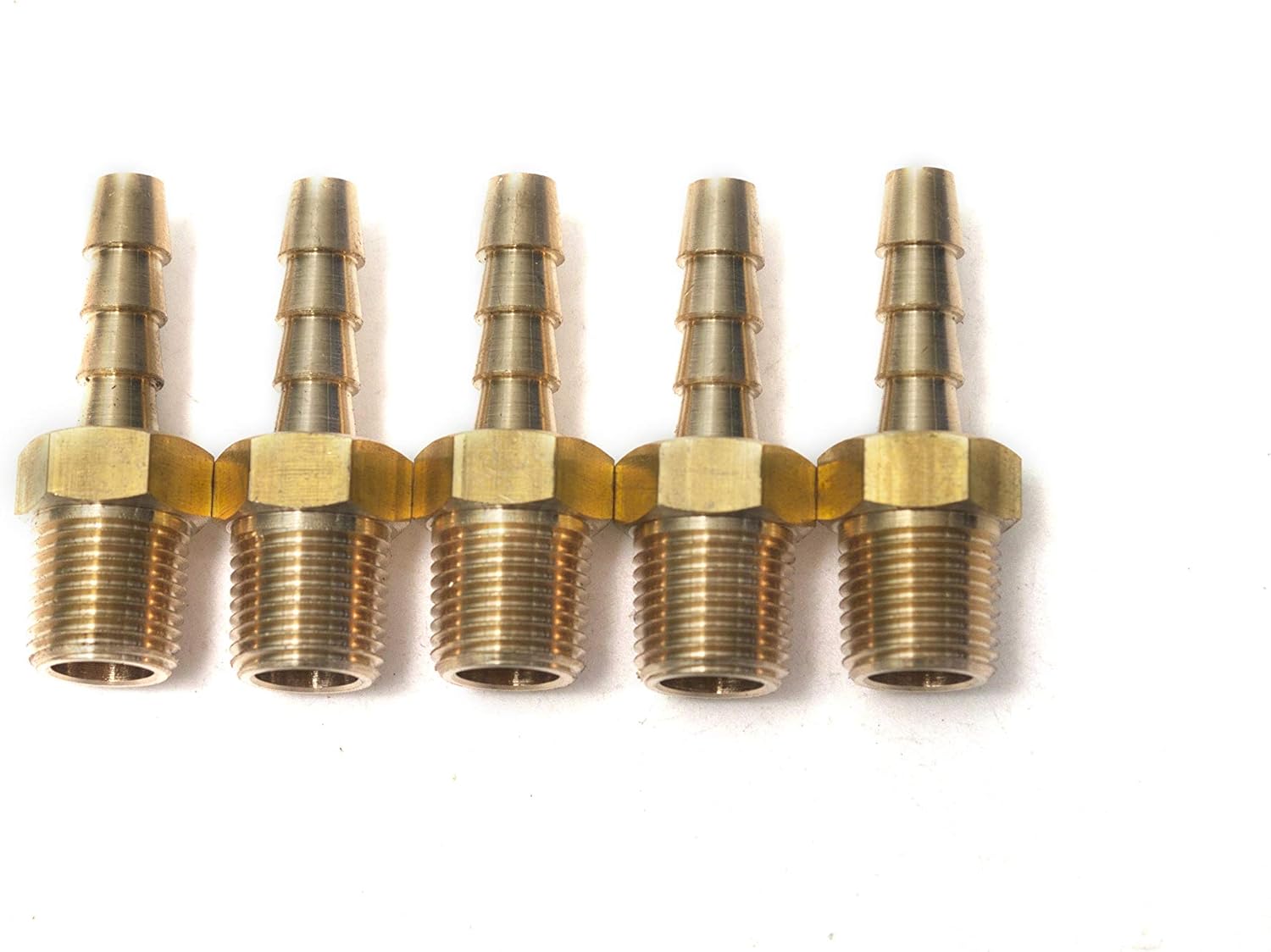 LTWFITTING Brass Barbed Fitting Coupler/Connector 1/8-Inch Male BSPT x 5mm Hose Barb(Pack of 5), Tubing ID: 3/16"(5mm)
