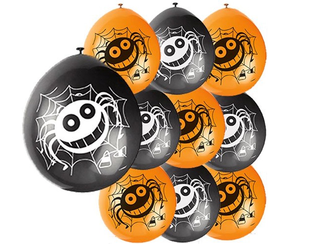 Unique Party 80352 - 9" Latex Spider Halloween Balloons, Pack of 10