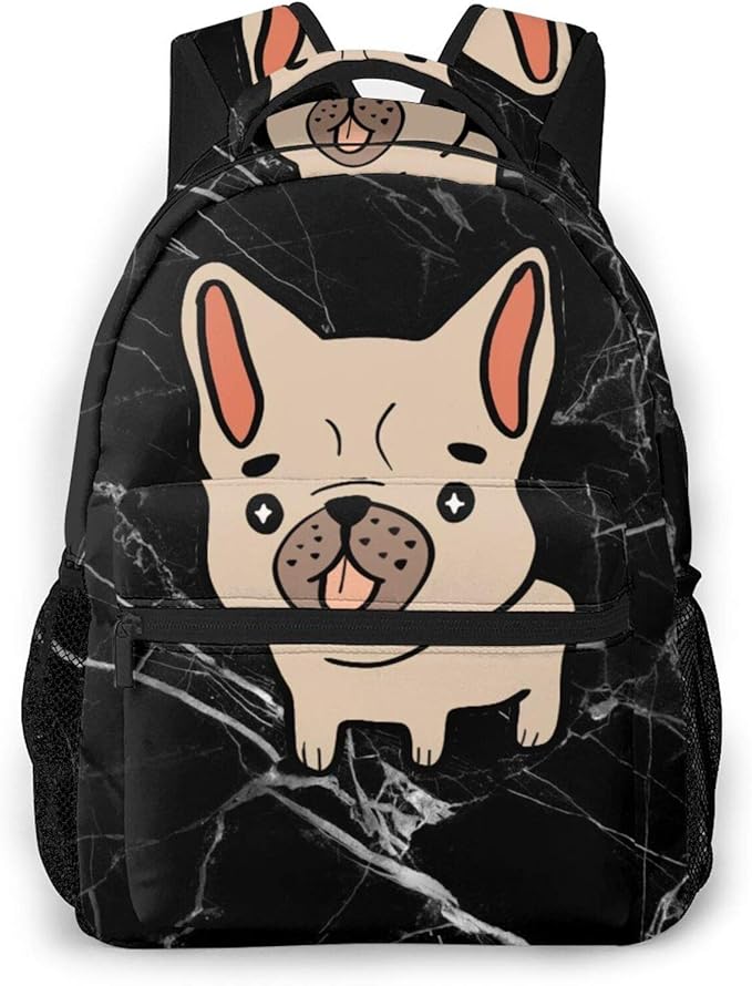 Fashion French Bulldog Black Backpack Daypacks Gym Backpacks for Kids