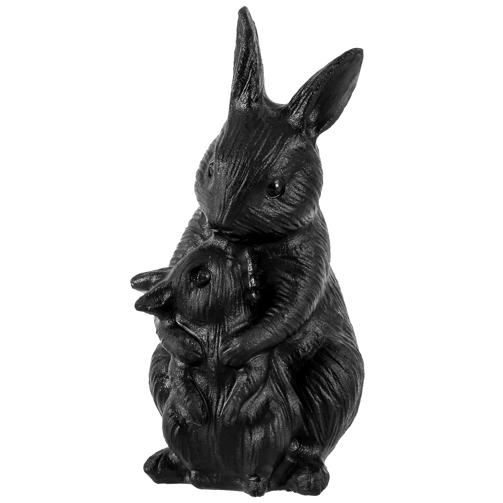 Mookaitedecor Black Obsidian Crystal Rabbit Hand Carved Bunny Ornament for Home, Healing Crystal Animal Gift, Mother and Baby Rabbit Figurine Art Statue Hare Sculpture Cute