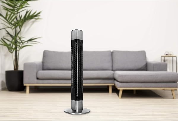 Princess 350000 oszillierender Turmventilator kompatibel mit Alexa und Smart Home Pro 103 cm Hhe Ventilator mit 50W sehr leise mit nur 54dB Grau Schwarz