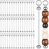 Qiuruoo 50Pcs Beadable Keychain Bar, Blank Beadable Keychain Kit for DIY Delicate Key Chain Charms, School Bag Charms, Handbag Decorations