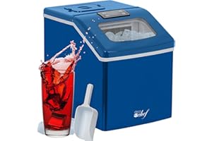 Deco Chef Countertop Ice Maker 40LB/24H, 24 Full Cubes Every 15 Minutes, Adjustable Size, Digital Control and Timer, Self-Cleaning, EZ Access Flip Lid, Scoop Included, Blue