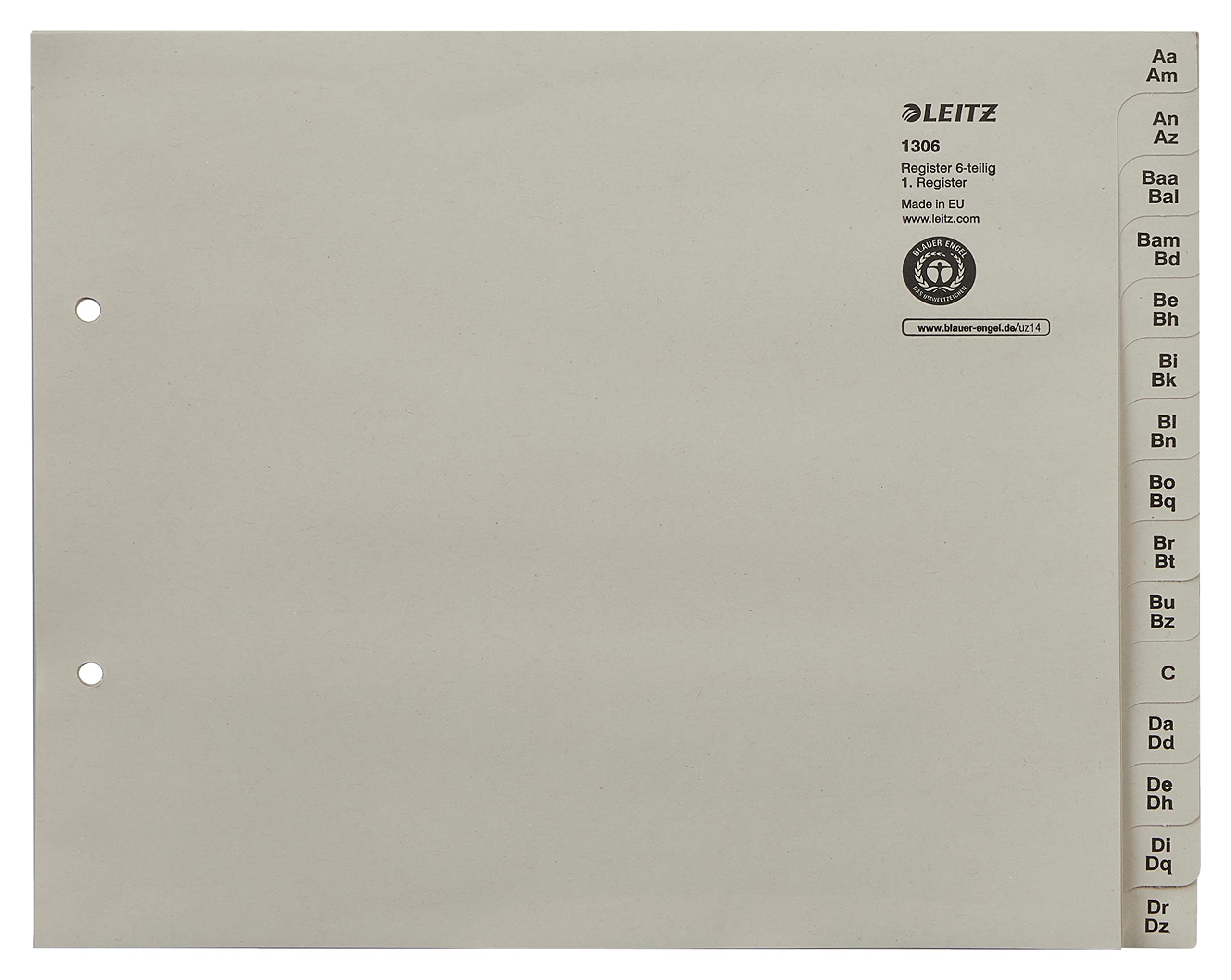Leitz 13060085 Index Series A-Z A4 Paper for 6 Folders Grey