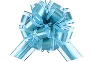 HCHENBOW 12 Pieces Big Pull Bow Gift Wrapping,6 inches, Pull Bow Ribbon Pull Bows for Christmas Wedding Baskets Valentine's Day Bows Ribbon Large Bow for Gift Wrapping (Cyan)