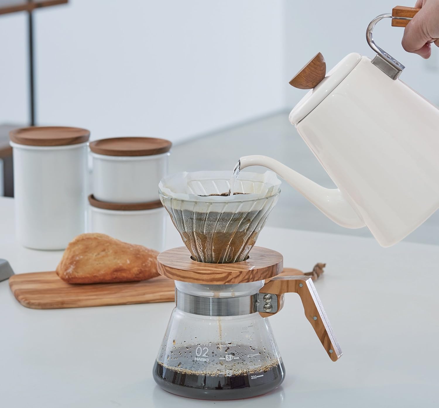 Hario 600 ml Olive Wood New Coffee Server, Transparent, 0.6 Litres - Image 5