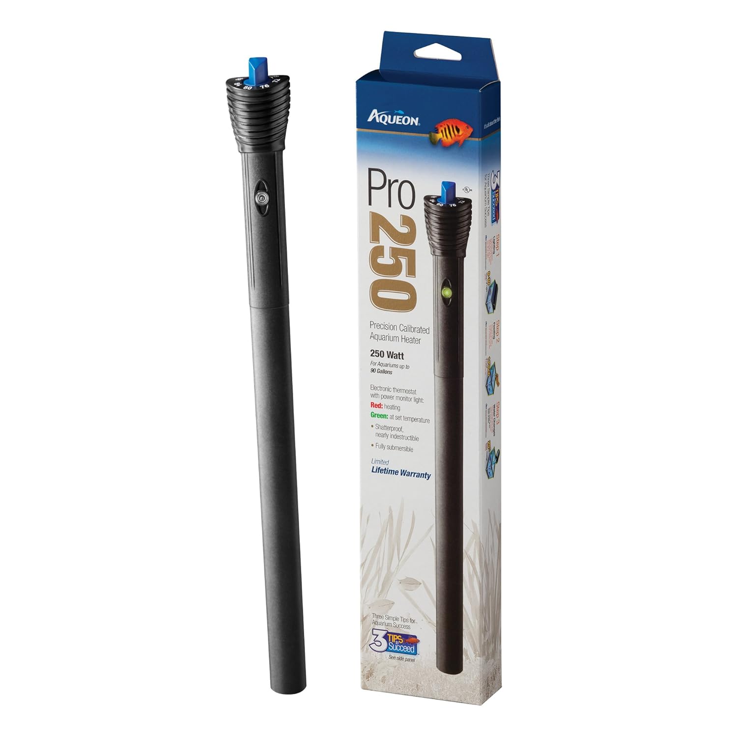 Aqueon 06109 Pro Heaters Submersible Aquarium Heater, 250watt