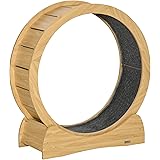 PawHut Cat Exercise Wheel Treadmill with Natural Wood Grain, Cat Spinning Wheel Exerciser for Longer Lifespan, Cat Running Wh