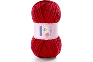 MOOASKE Chunky Yarn for Crocheting - Chenille Yarn for Knitting - Bulky Blanket Yarns for Crocheting Blankets Amigurumi Craft Hat Shoes, Plush Fluffy Soft Yarns 71 yds/3.5 oz Each Skein(Jujube Red)