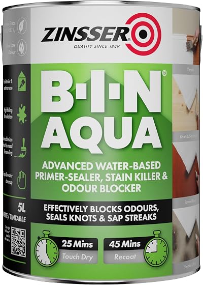 Zinsser B-I-N AQUA 5L Water Based Primer Sealer Stain Blocker