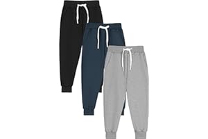 Resinta 3 Pack Toddler Boy Sweatpants Cotton Boys Athletic Joggers Pants Kids Sweats Pants with Pocket Workout Clothes