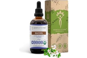 SECRETS OF THE TRIBE Bacopa USDA Organic | Alcohol-FREE Extract, High-Potency Herbal Drops, Relaxation, Positive Cognitive Effect | Made from 100% Certified Organic Bacopa (Bacopa Monnieri) Dried Herb 4 oz