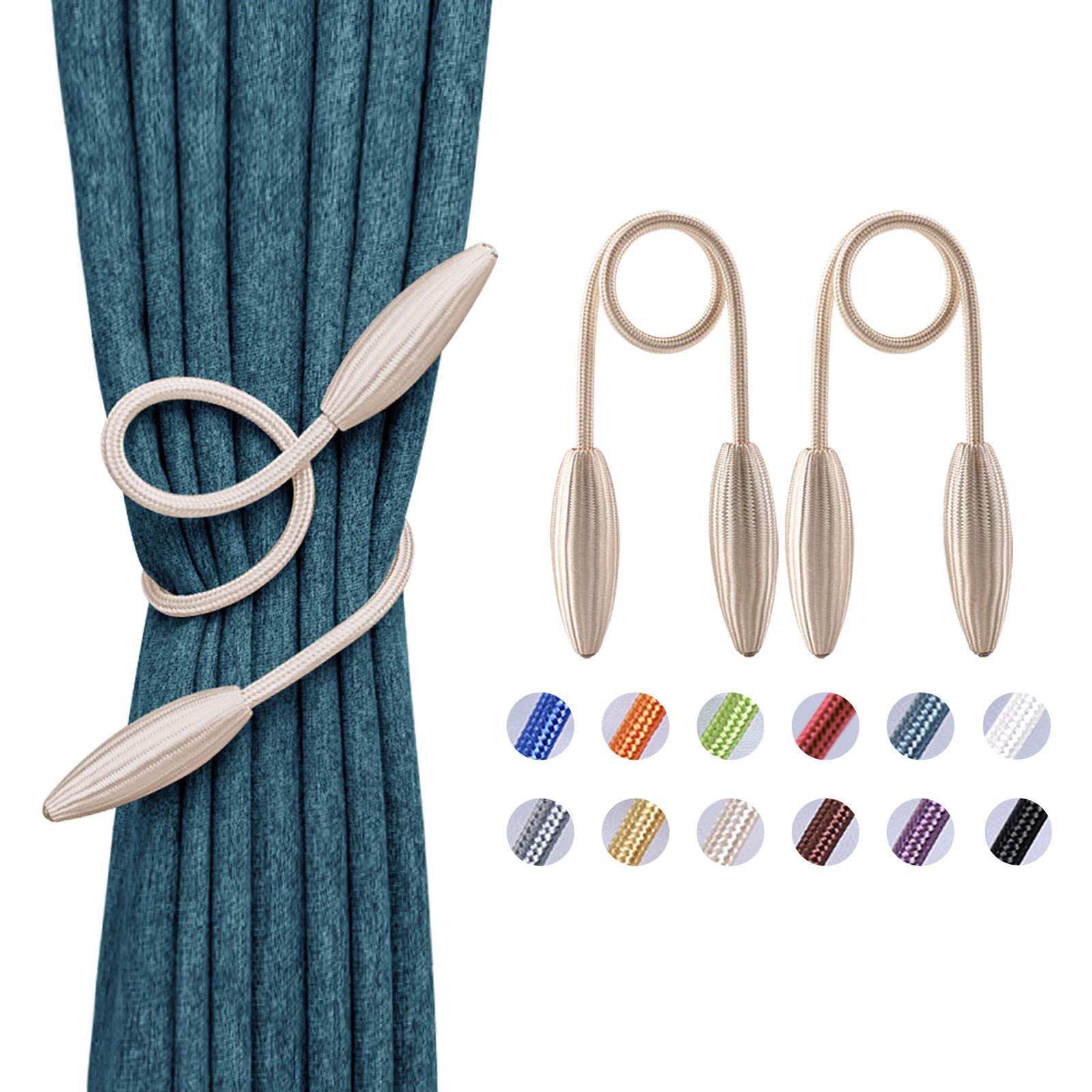 Pretty Jolly 2 Pack DIY Twist Curtain Tiebacks Creative Decorative Drape Tie Backs European Style Random Modelling Curtain Holdbacks for Home & Office Window Blackout & Sheer Drapery (Creamy white)