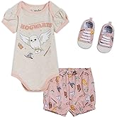 Harry Potter Baby Bodysuit, Shorts and Shoes 3 Piece Outfit Set Newborn to Infant Sizes (0-3 Months - 24 Months)