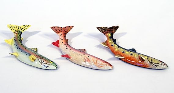 LX Pintado a Mano Assorted Brook Trout Trucha Arco Iris Peces imán ...