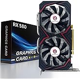AMD RX 580 8GB Graphics Card, 2048SP 1284MHz GDDR5 256bit Radeon RX580 GPU 8K Video Card with Dual Cooling Fan, HDMI, DP, DVI