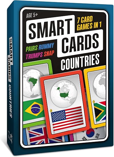 SMART CARDS Countries Gift Travel Game 7 in 1 1-8 Players 5+