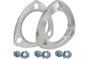 SHINTONES 2.5 Inch 3 Bolt Exhaust Flange and Gasket,Stainless Steel Exhaust Flange Connection Set with Flange Bolts and Nuts(63mm)