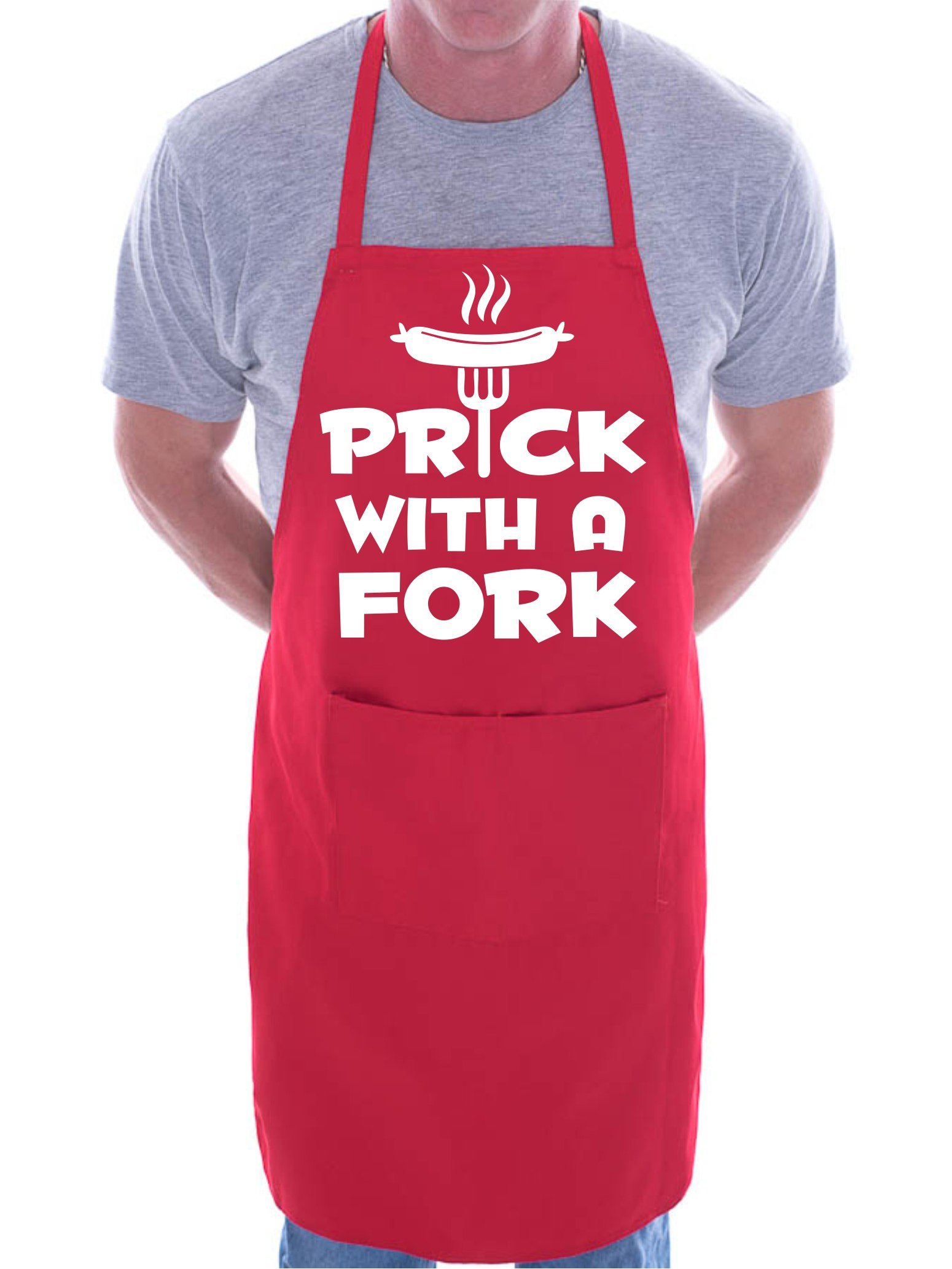 Print4U Prick With a Fork BBQ Cooking Funny Novelty Apron Red