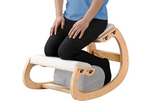MALLVITALLY Adjustable Kneeling Chair, Wooden Ergonomic Chair Knee Chair Posture Chair - Improve Your Posture with an Angled Seat for Home,Office (Wood Color+ Pads)