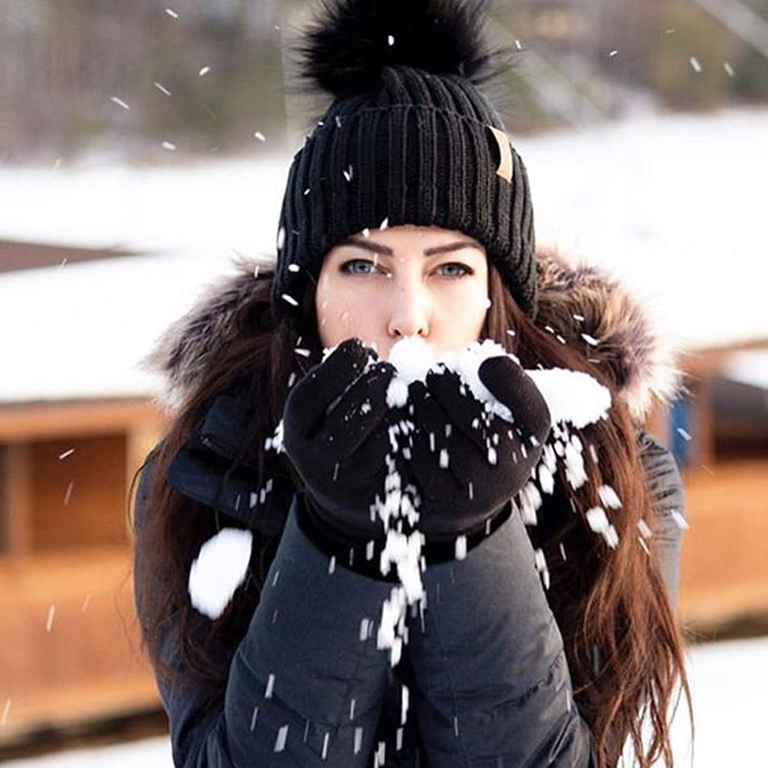 FURTALK Womens Winter Knitted Beanie Hat with Faux Fur Pom Warm Knit Skull Cap Beanie for Women at  Women’s Clothing store