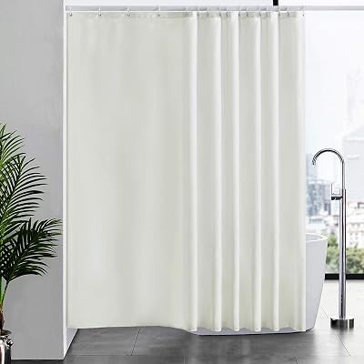 Furlinic Beige Shower Curtain 96x78 in Mould Proof Waterproof Polyester 16 Hooks