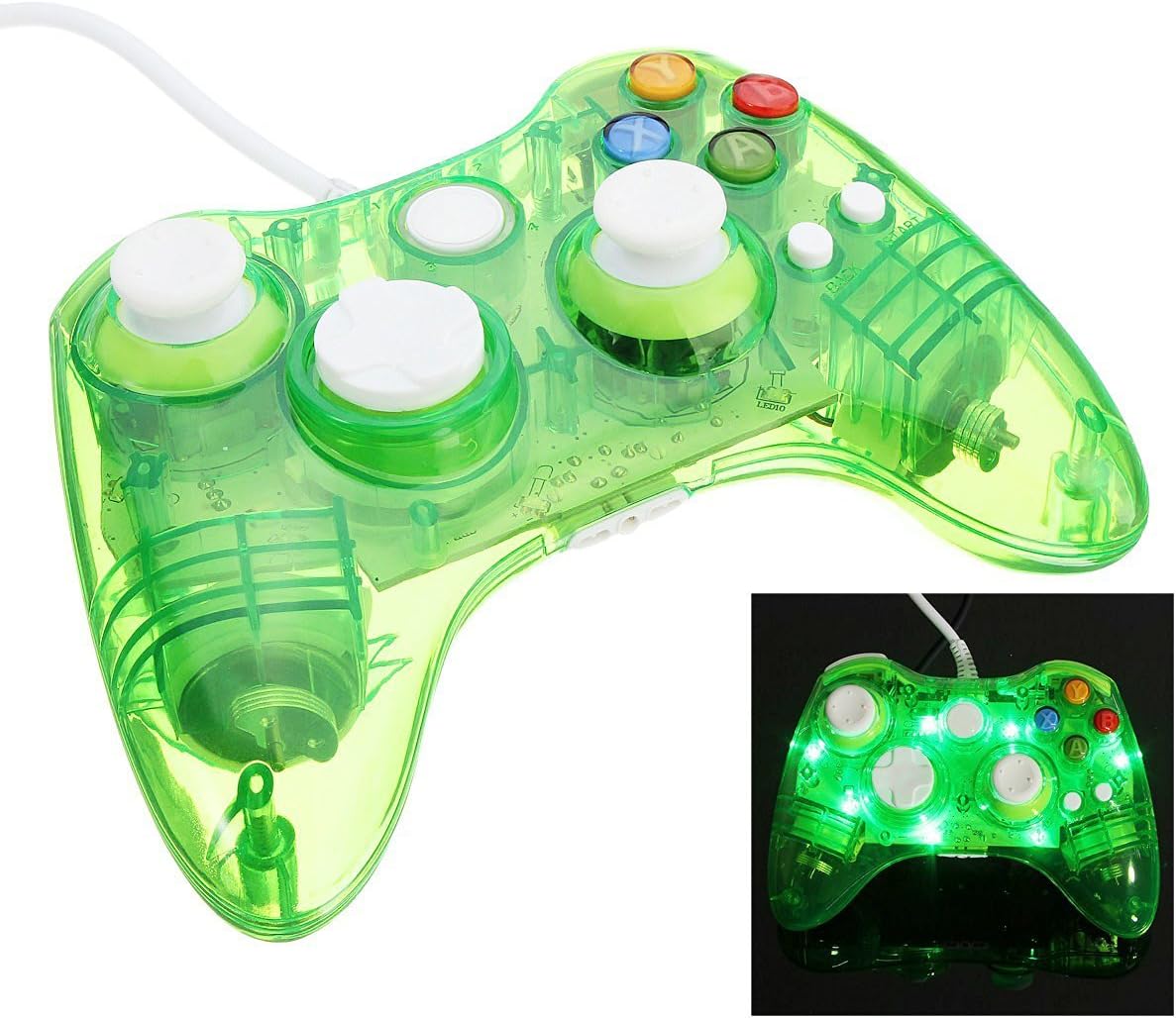 Althemax Wired Game joysticks Remote Controller for Microsoft Xbox 360 Console Windows 10 - Green / Blue / Red