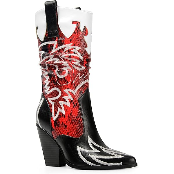 Amazon.com | New Rock 7921 S2 Men's Red and Black Flame Western