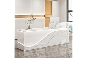 HYSOND Reception Desk with Counter Modern Front Desk Reception Room Table Wooden Counter Desk with Lockable Drawer for Office Reception Room Lobby, Beauty Salon-K-left-120x60x100cm