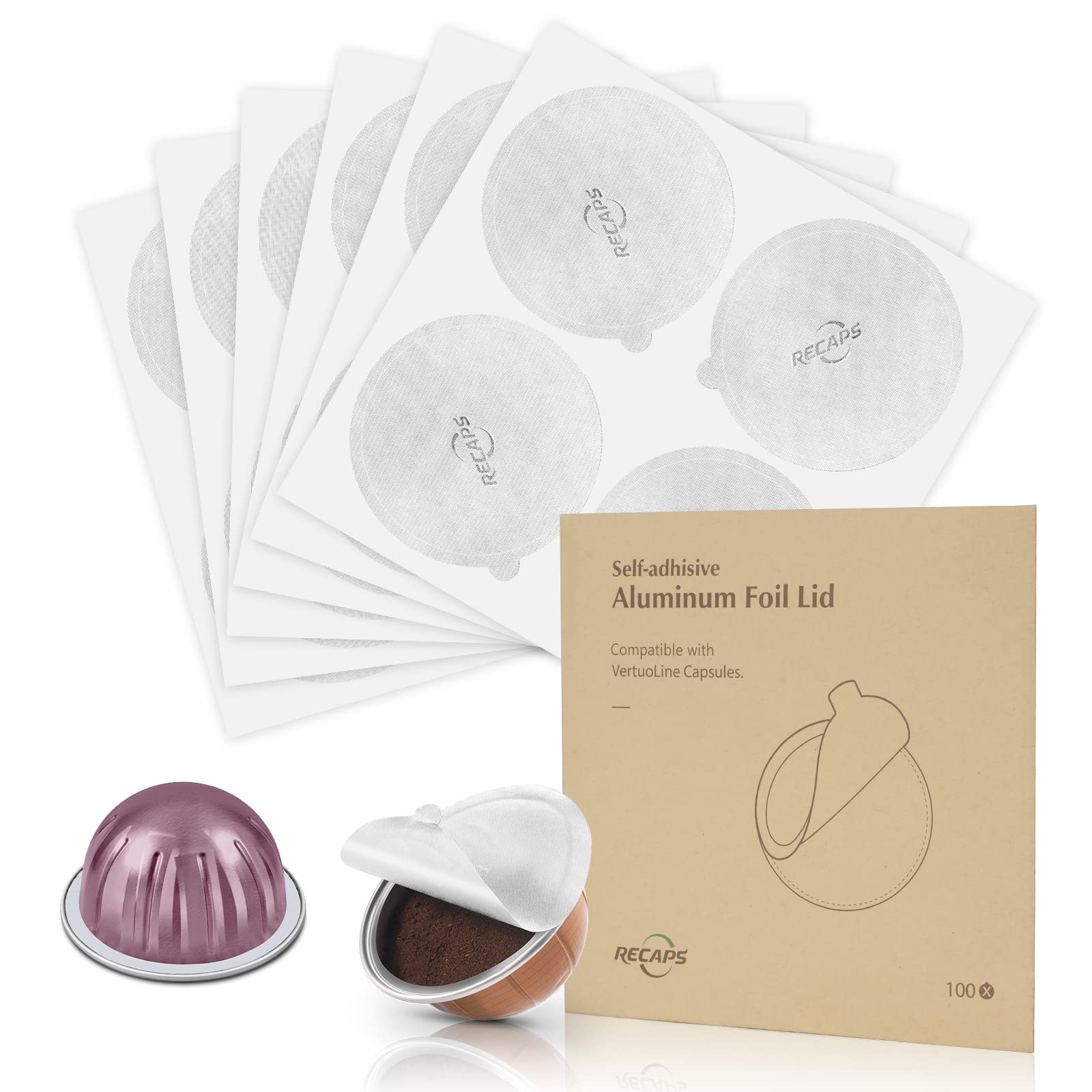 Aluminum Foli Lids for Reusable Capsules, Coffee Foil Seals, Coffee Pod Foli Lids Compatible with Nespresso Vertuo Pods 120PCS 62mm