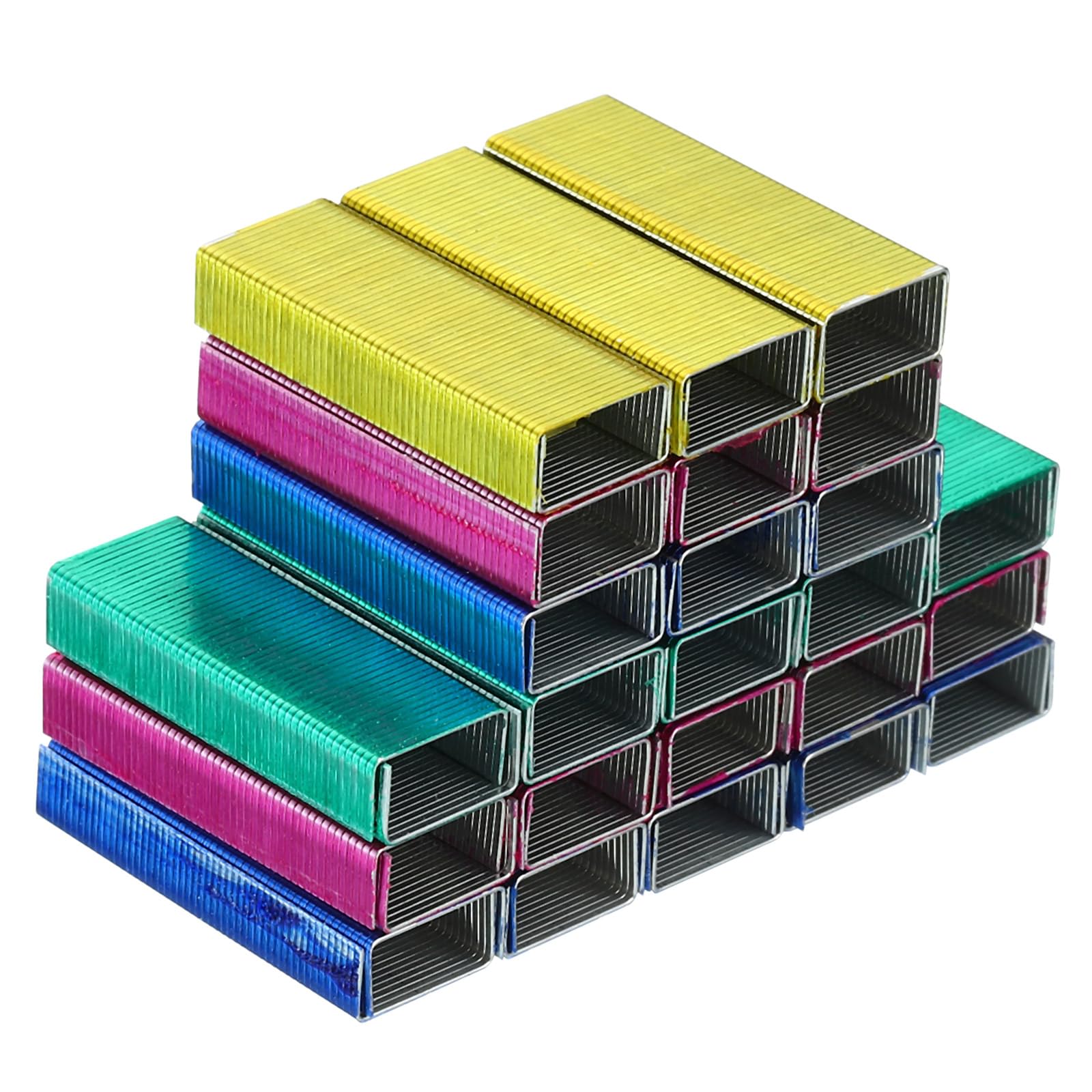 PATIKIL Staples for Stapler, 4 Pack(1000Pcs Per Pack) #10 Mini 3/16 Inch Length Staples Jam Free for Home Office Supplies, Rose Red/Blue/Yellow/Green