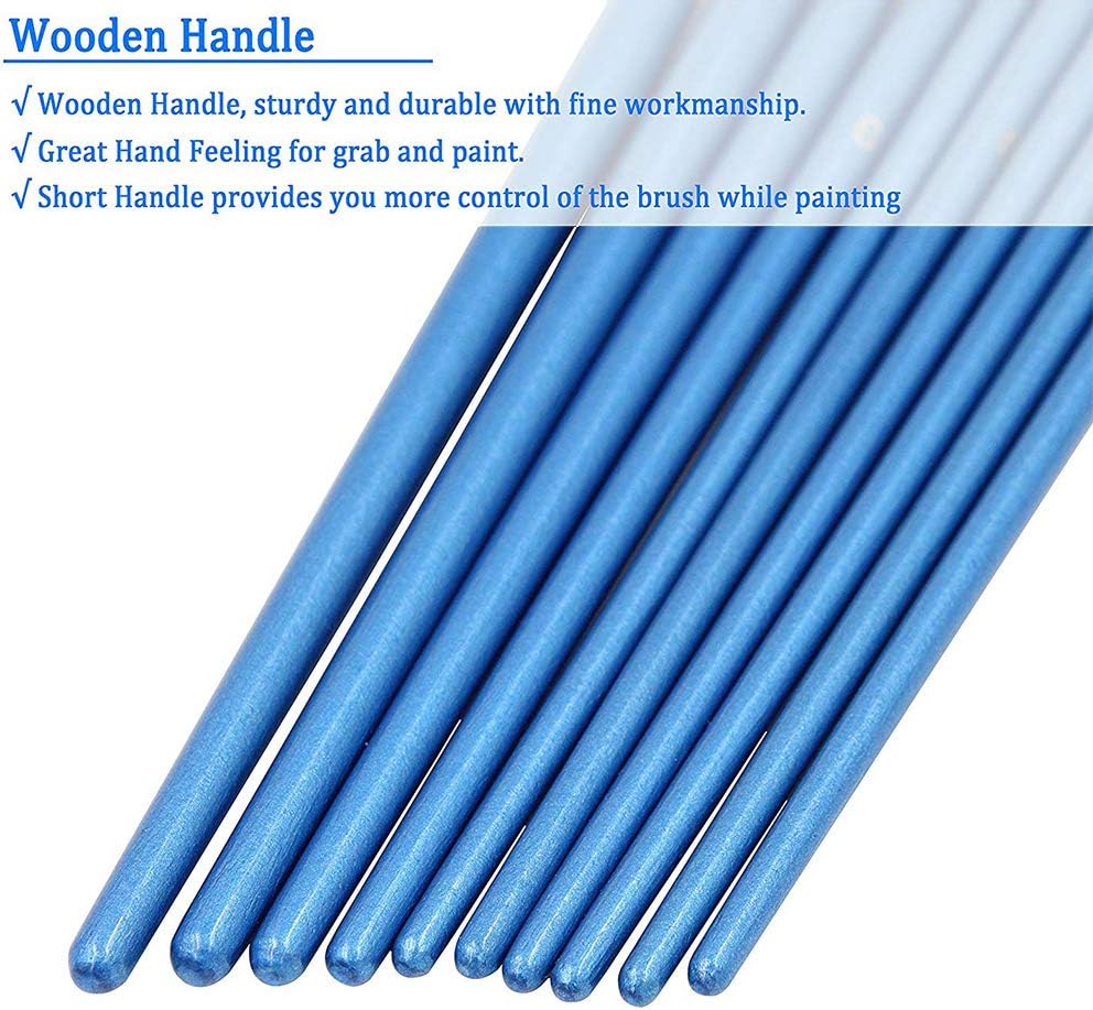 BOSOBO Paint Brushes Set, 2 Pack 20 Pcs Round Pointed Tip Paintbrushes Nylon Hair Artist Acrylic Paint Brushes for Acrylic Oil Watercolor, Face Nail Art, Miniature Detailing & Rock Painting, Blue