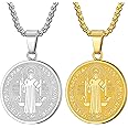Yonhon St Benedict Medal Necklace Bracelet Stainless Steel Exorcism Catholic Gift for Men