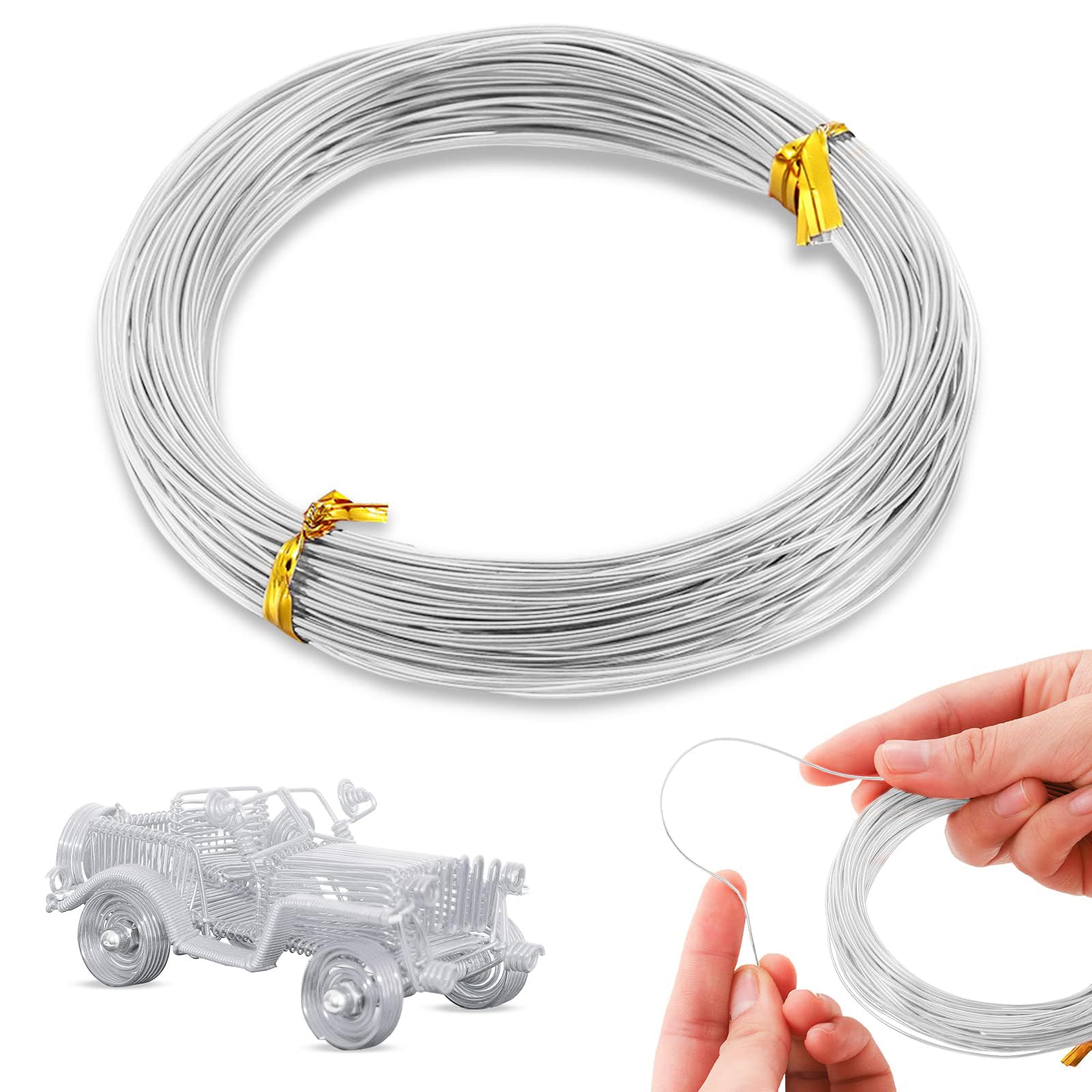 POPOYU Craft Wire Aluminum 18 Gauge 1mm,165 Feet Silver Florist Wire Floral Wires,Metal Modelling Wire ArmatureWire for Jewellery Making,Stainless SteelWire for Craft,Floral,Jewellery Making Tools