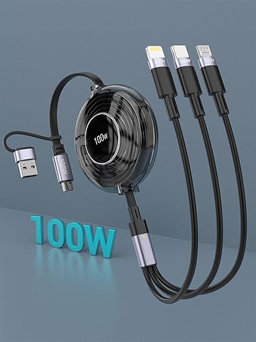 100W Retractable Multi Charging Cable, in iPhone Charger Cord