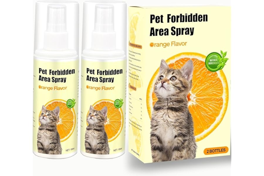 NAKESY Cat Deterrent Spray Natural Anti-Scratch Cat Spray, Effective Cat Scratch Furniture Protector Stay Away from Restricted Areas-for Pet Behavior Training-Indoor (Orange)