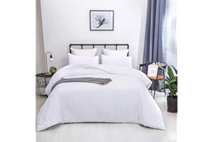 Houseri White Comforter Full Size Fluffy Solid White Bedding Comforters Sets Full Puffy Plain White Cozy Bed Quilts Teen Girls Boys Lightweight Cute Pure White Preppy Dorm Full Size Comforter Set