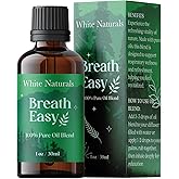 White Naturals Breathe Easy Essential Oil Blend – Refreshing Aromatherapy Oil for Clear Breathing & Comfort, 100% Pure & Natural Essential Oils for Freshness, 1oz