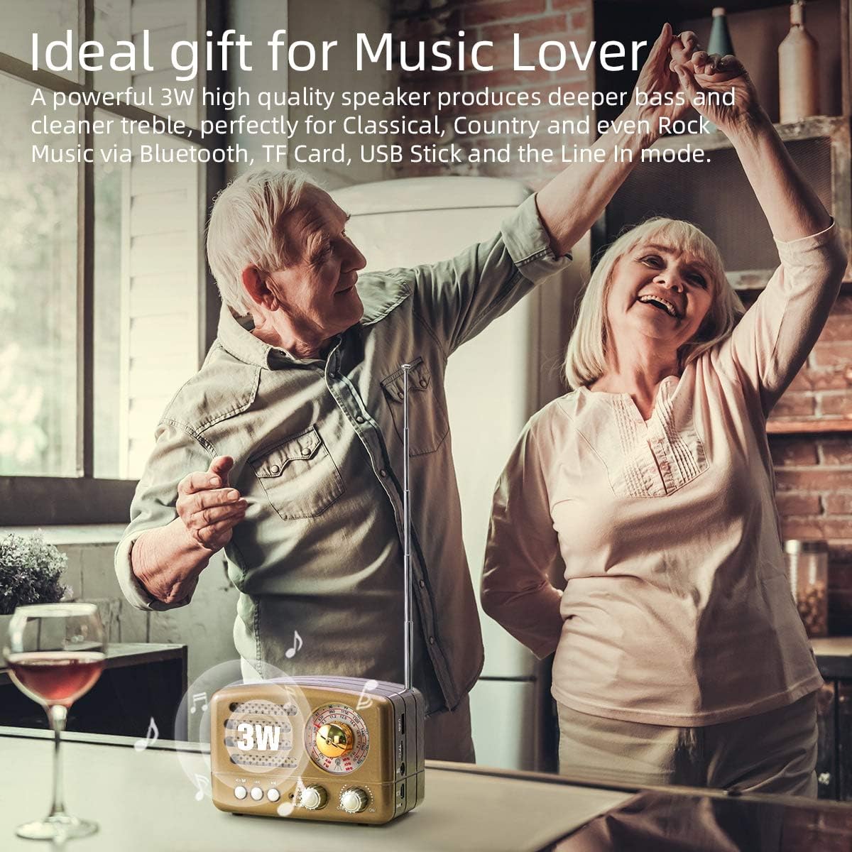 PRUNUS J-160 Portable Radio Retro, SW AM FM Radio Small with Bluetooth Speaker - Image 4