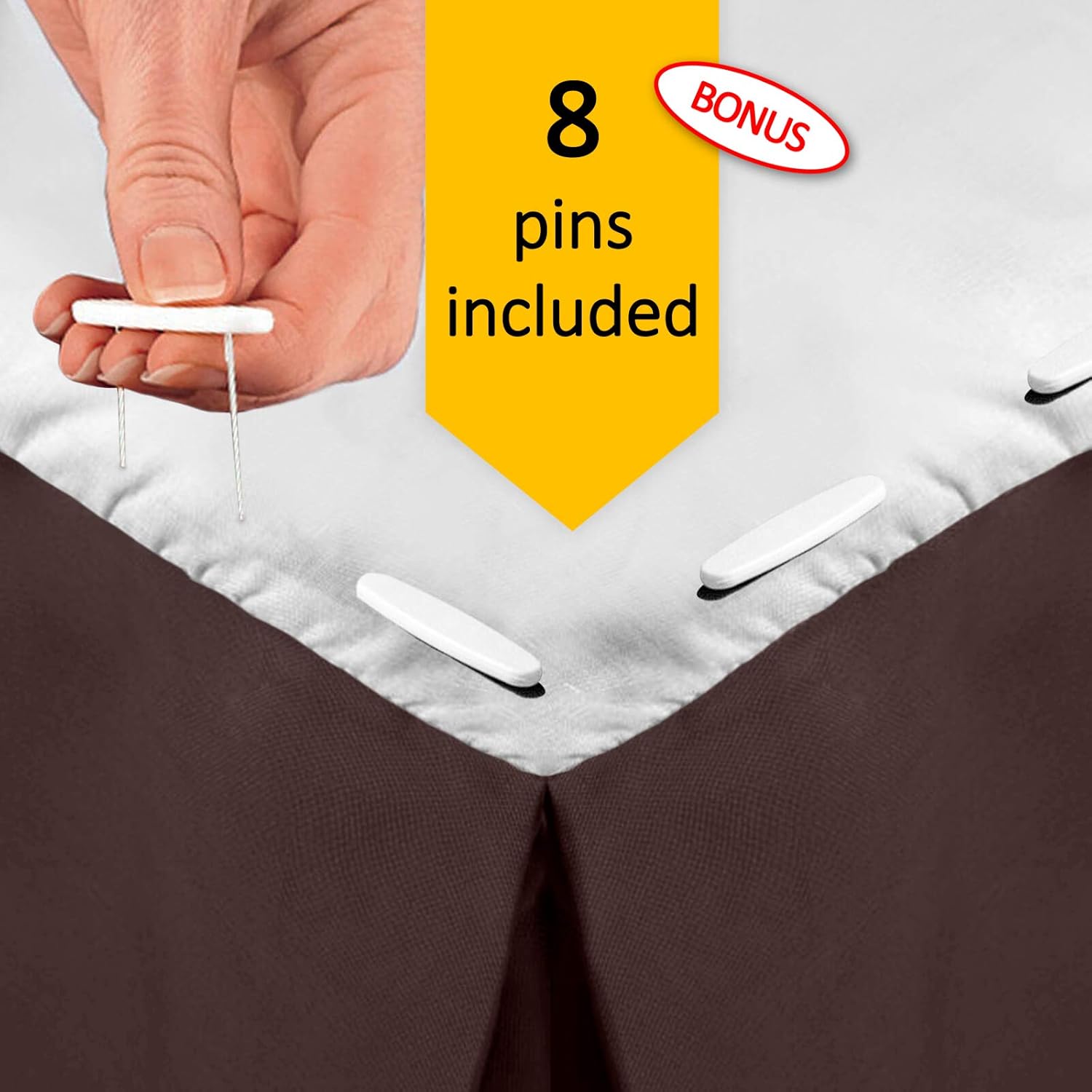 Bed Skirts Queen - Queen Bed Skirt with 8 Pins - Dust Ruffles for Queen Beds – Microfiber Bedskirts Queen Size - Queen Bed Skirt 14 Inch Drop –Chocolate Brown: Home & Kitchen
