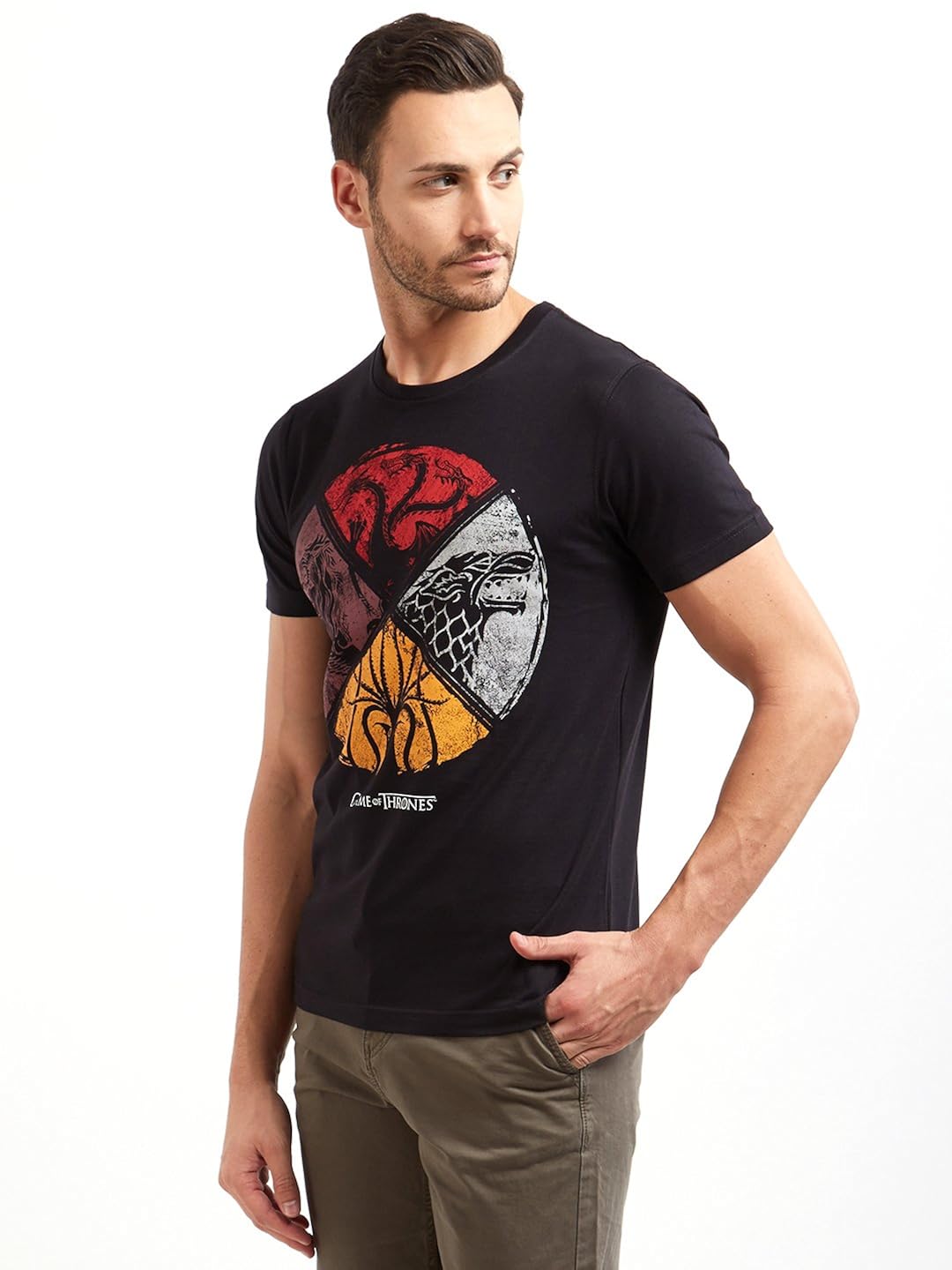 game of thrones redwolf sigil shield hbo licensed half sleeve cotton t-shirt