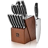 Klaus Meyer Arcelor 14 Piece Exclusive German Steel Non-Slip Handles Knife Set with Solid Wood Block …