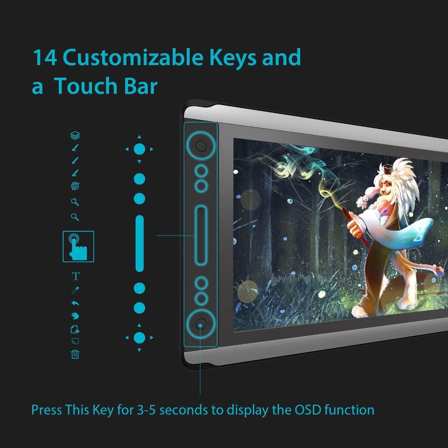 Amazon Com Huion Kamvas Gt 156hdv2 Drawing Monitor Pen Display With 8192 Pressue Sensitivity 15 6 Inch Computers Accessories