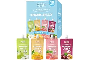 VOLO VERO Drinkable Konjac Jelly Variety Pack, 3 Calories, 10 Pack, 0 Sugar, Vegan, Gluten Free, Keto, Vitamin C Fruit Snacks Holiday Gifts - Flavors Include Mango, Peach, Passion Fruit, and Apple Pouches