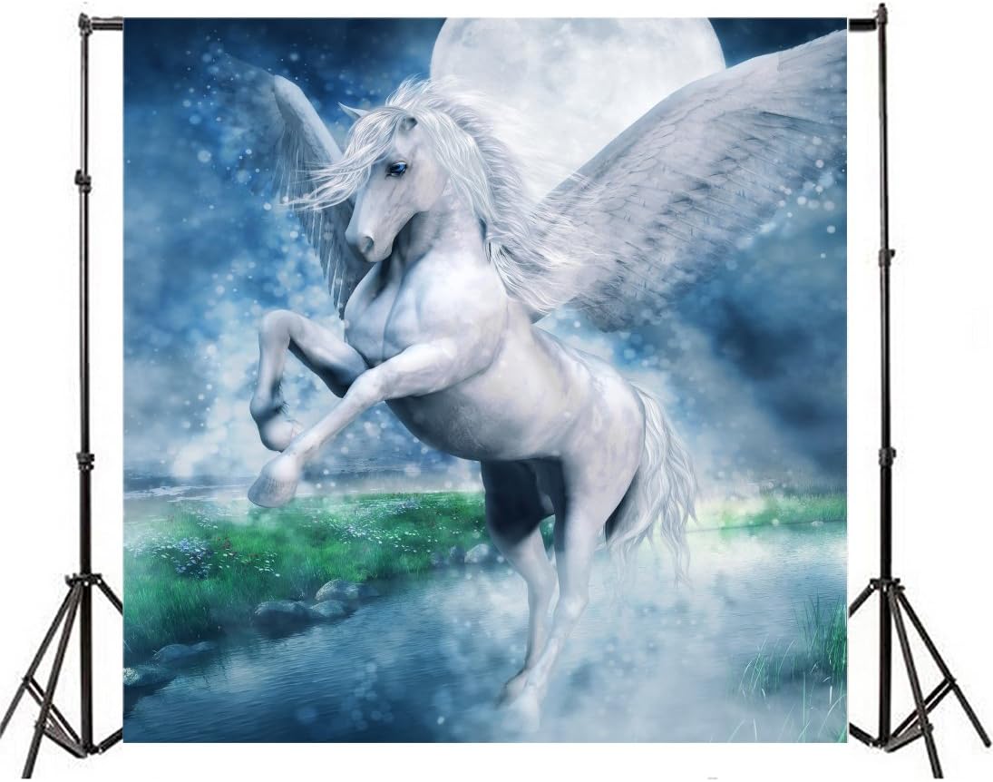 Amazon Aofoto ペガサス 背景 翼のある馬 写真 背景 ドリーミー ユニコーン パラダイス 月 夜 レジェンド 妖精 ワンダーランド 写真 スタジオ 小道具 ビニール 壁紙 ドロップ 女の子 子供 アーティスティック ポートレート バックペーパー 背景布 通販