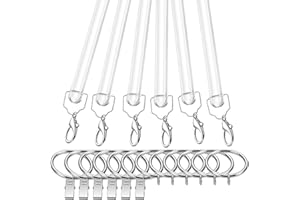 Suzile Clear Acrylic Curtain Pull Wand Clear Curtain Pull Rod for Opening Closing Curtains Universal Drapery Pull Rod with Metal Snap Invisible(6 Pack,36 Inch)