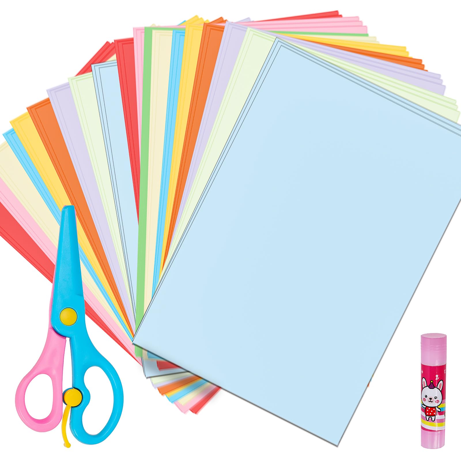 Glarks 200 Sheets A4 Size Colorful Printer Paper, 10 Vivid Colors Copy Paper, Square Sheets Same Color on Both Sides Easy Fold Paper for DIY Handmade Kids Art Craft